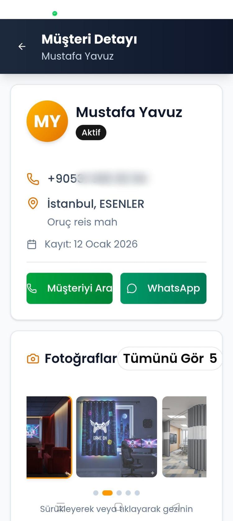 Müşteri Detay ve Takip Ekranı
